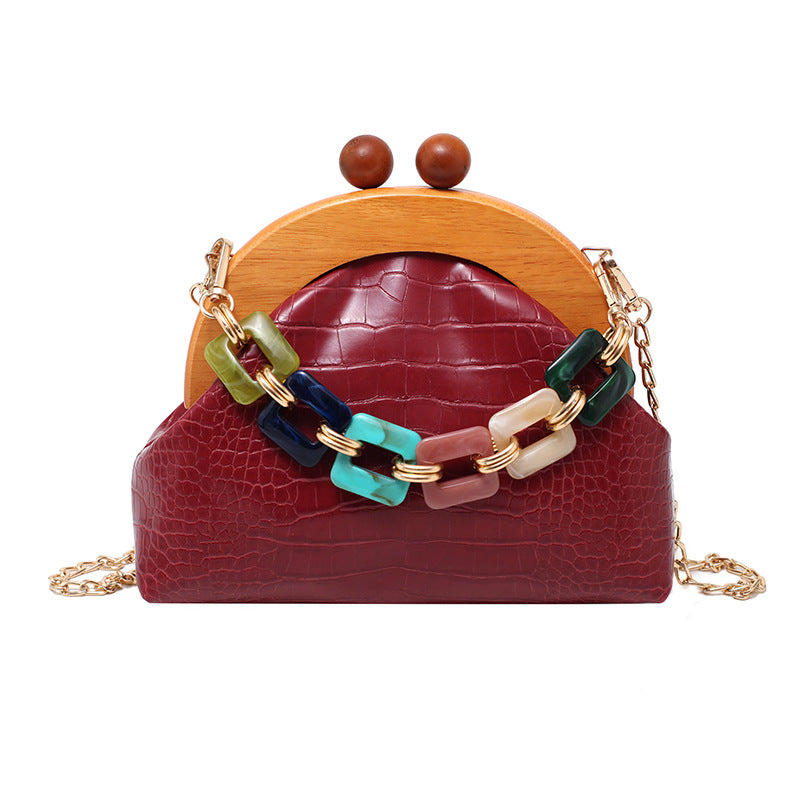 Bags Women'S Trendy Fashion Art Fan Guofeng Bags Ethnic Chain Bags Portable Wooden Pu Women'S Bags Bags Women'S Trendy Fashion Art Fan Guofeng Bags Ethnic Chain Bags Portable Wooden Pu Women'S Bags